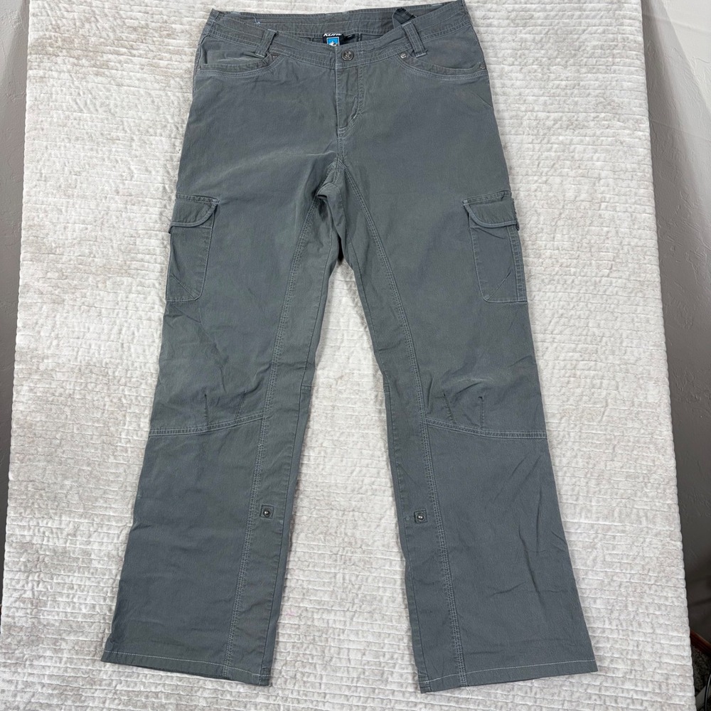 Kuhl Womens Cargo Pants Gray 10 Outdoor Hiking Straight Leg Articulated Knee